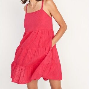 Old Navy Pink Clipdot Tiered Dress Size 2X